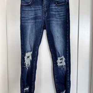 Pink Lily Ankle Grazer Dark Wash Distressed Size 13